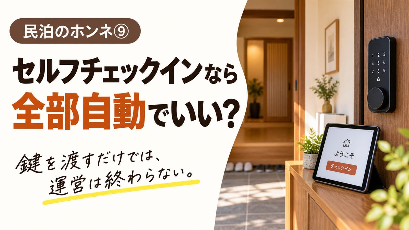 民泊のホンネ⑨ セルフチェックインなら全部自動でいい？